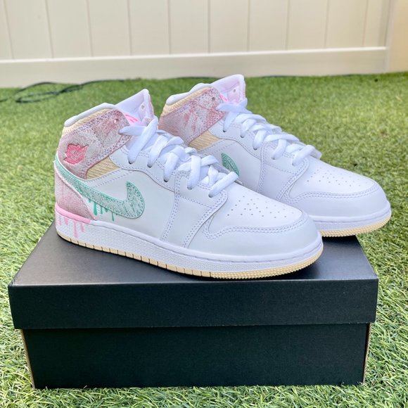 Nike Air Jordan 1 Mid GS Ice Cream Shoes - Picture 2 of 4